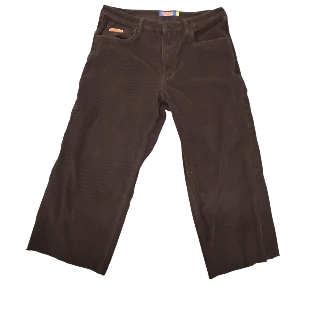 EMPYRE Jeans‎ Mens 36 Brown Corduroy Wide Leg Cropped Raw Hem Skate